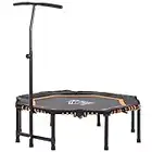 HOMCOM 48” Octagonal Mini Fitness Trampoline Rebounder Indoor Outdoor Foldable Mini Jumper with Adjustable Handle - Orange