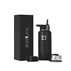 IRON °FLASK Sports Water Bottle - 32 Oz 3 Lids (Straw Lid), Leak Proof - Stainless Steel Gym & Sport Bottles for Men, Women & Kids - Double Walled, Insulated Thermos, Metal Canteen