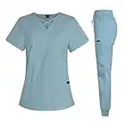 VIAOLI Scrubs for Women Stretch Set V-Neck Top & Jogger Athletic Pant Nursing Uniform for Women Clearance Workwear