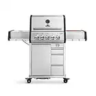 BURNHARD EARL 3-Brenner Gasgrill Edelstahl inkl. Heckbrenner, mit Gusseisen Grillrost & inkl. stabiler Abdeckhaube, Seitenkochfeld mit Infrarot Keramikbrenner