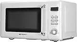 Emerson Radio MWR7020W Digital, 700W with 5 Micro Power Levels, 8 Pre-Programmed Settings, Express & Defrost, Chrome Handle & Control Buttons, Timer & LED Display Microwave Oven, 0.7, Retro White