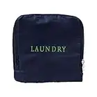 Miamica Soft Travel Laundry Bag with Zipper and Drawstring, Navy Blue & Green, 21” x 22” – Keep Your Dirty Clothes Separate and Your Suitcase Organized – Expandable, Durable, and Foldable Laundry Bag