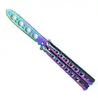 PLABBDPL Coltello Da Addestramento A Farfalla,Coltello a Farfalla da Allenamento,Butterfly Knife,Trainer Practice Knife,Lama in Acciaio Pieno non Affilata 100% Sicuro, per Allenamento (1Pcs)