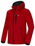 Little Donkey Andy Men's Lightweight Hooded Softshell Jacket for Running Travel Hiking, Windproof, Water Repellen Red Size XL