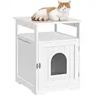 Yaheetech Mueble Arenero para Gatos Casa de Aseo Gatos Mascotas de Madera 52 × 49 × 64,5 cm, con Toallero Blanco