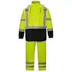 SRsafety Hi Vis Safety Rain Jacket, Class 3 High Visibility Work Rain Gear for Men, Construction Rain Suits. Yellow (S/M)