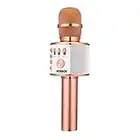 BONAOK Wireless Bluetooth Karaoke Microphone, 3-in-1 Portable Handheld Mic Speaker Machine for All Smartphones, Gift for Girls Boys Kids Adults All Age Q37(Rose Gold)