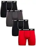 Reebok Mens Active Underwear, Performance Boxer Briefs Underpants, 4 in 1 Pack, Black/Red/Grey, Medium