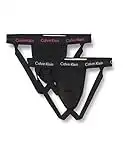 Calvin Klein Sous-Vêtement Sport Homme Lot De 2 String Coton Stretch, Noir (B-Silver Springs/Palace Pink Logo), S