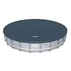 Bestway Flowclear PVC Round 18 Foot Pool Cover for Above Ground Frame Pools with Drain Holes and Secure Tie-Down Ropes, Black (Cover Only)