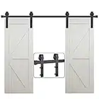 200cm/6,6FT Juego de Herrajes para Puertas Correderas Granero,Kit de Accesorios para Puerta Corrediza de Madera Interiores,Sistema de Puerta Corredera Recta