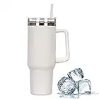 Somerway 1182ml 40oz Kaffeebecher to Go, Doppelwandiger Edelstahl Vakuum Isolierbecher mit Griff und Stroh, Tragbare Autobecher Becher Tumbler Thermobecher Kaffeetasse für Heißer und Kalter Getränke