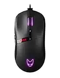 Oversteel Invar - Mouse da gioco cablato, 12400 DPI regolabili, 9 pulsanti programmabili, 10 modalità di illuminazione RGB, ultraleggero, interruttori Huano, ergonomico a sensore ottico, PC/Mac, nero