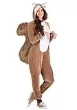 Women's Scampering Squirrel Costume, Plush Brown Squirrel Outfit, Adult Animal Jumpsuit X-Small