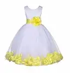 ekidsbridal White Lace Top Tulle Floral Petals Flower Girl Dress Christening Dresses 165S M