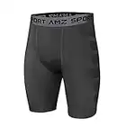 AMZSPORT Pantaloncini da Compressione per Uomo Pantaloni da Allenamento per Allenamento Sportivi Raffreddare a Secco, Grigio, L