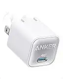 USB C GaN Charger 30W, Anker 511 Charger (Nano 3), PIQ 3.0 Foldable PPS Fast Charger for iPhone 14/14 Pro/14 Pro Max/13 Pro/13 Pro Max, Galaxy, iPad (Cable Not Included) - Aurora White