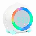 Ayybboo Reloj Despertador Infantil Digital, Despertador Digital Simulador de Amanecer Despertador para Niñas Niños con Luces Colores y Lámpara de Luz Nocturna Despertador Silencioso (Blanco)