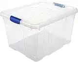 AC Caja de ordenación de plástico transparente nº2. Contenedor de almacenamiento para guardar juguetes, libros, ropa, mantas y otros objetos. Capacidad 25 litros. Dimensiones 42,2x25,6x35cm