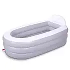 Inflatable Bathtub for Adults, Portable Bathtub with Backrest, 165 × 86 × 71 cm Foldable Freestanding Bath Tub for Home Spa or Ice Bath(Gray White)