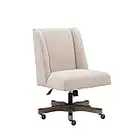 Linon Natural Linen Upholstered Swivel Wooden Base Clayton Office Chair