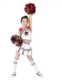 LOLANTA Costume da Ragazza Cheerleader, Carnevale o evento sportivo Fancy Dress Up con l'abito di Pom Poms, Rosso, 130