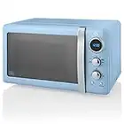 Swan Retro Digital Microwave Blue, 20 L, 800 W, 6 Power Levels Including Defrost Setting, SM22030BLN