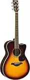 Yamaha FSX830C Small Body Solid Top Cutaway Acoustic-Electric Guitar, Rosewood Body, Concert, Brown Sunburst