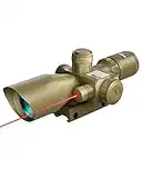 PINTY Rifle Scope 2.5-10x40 with Red Laser Sight for 20mm Picatinny or Weaver Rail Rifles, RG Illuminated Rangefinder Mil Dot w Multicoated Lenses 5 Brightness Settings & Batteries, Flat Dark Earth