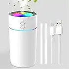 Portable Mini Humidifier with 7-color Lights, Auto Shut-Off Small Desk Humidifiers Car Humidifier [2 Mist Modes] USB Personal Desktop Humidifiers for Bedroom, Office, Travel, Car, Plants, Super Quiet