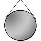 wilko Black Round Mirror, Comes with a Strap for Hanging, Easy to Install, Easy to Clean, 40 x 2 x 53cm