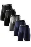 TELALEO 5 Pack Compression Shorts for Men Spandex Sport Shorts Athletic Workout Running Performance Baselayer Underwear Black/Double Blue/Double Gray M