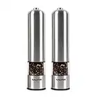 Salter 7722 SSTURA Electric Salt & Pepper Grinder Set - BPA-Free, Spice Mills, One Handed Operation, Battery Powered, 60g Salt Crystals/30g Peppercorns, Brushed Stainless Steel, For Arthritis Hands