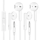 [2 Pack] Écouteurs 3,5mm,Écouteurs Intra-Auriculaires, Écouteurs Antibruit avec Microphone et Contrôleur d'aigus et de Basses, pour iPhone,iPad,Android PC et Autres Appareils avec Prise Jack 3,5 mm