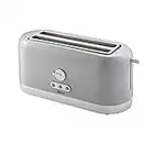 Swan 4 Slice Toaster, Grey, Variable Browning Control and Extra Long Slot: 25mm x 250mm, 1200W-1400W, ST10091GRYN