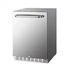 HCK 5.12 Cu.Ft 161 cans Indoor/Outdoor Refrigerator, Built-in Beverage Cooler with Reversible Door, Stainless Steel