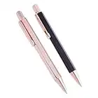 Rose Gold Black Luxury Ballpoint Pen Gift Set for Women - Black Ink Smooth Writing Pens - Nice Refillable Bullet Pen Set for Journaling and Note Taking