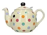 London Pottery Farmhouse Polka Dot Teapot with Infuser, Ceramic, Ivory/Multicolour Polka Dots, 4 Cups (1.2 Litre)