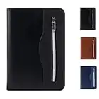 SAYEEC Ringbinder Folio avec fermeture à glissière A5 PU Cahier portable professionnel en vrac Portefeuille Executive Conférencier de voyage Organiseur avec calculatrice Paper Size:20.8 * 14.2 Black