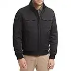 Dockers Men's Quilted Lined Flight Bomber Jacket, Black, Large