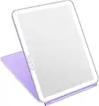 DeWEISN Specchio da viaggio pieghevole, specchio da trucco illuminato con 72 LED 3 colori, luce ricaricabile tramite USB, portatile, con touch screen, oscuramento per cosmetici (viola)