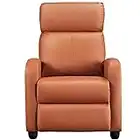 Yaheetech Modern Tan Recliner PU Leather Sofa Upholstered Reclining Chair Classic Single Airmchair for Living Room Bedroom