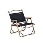 Naturehike Camping Folding Ultralight Chair Outdoor Furniture Backpacking Chair with Wooden Handle Aluminum Bracket Stable Collapsible Camp Chair for Outdoor Hiking,Fishing,Picnic,Travel (Black)