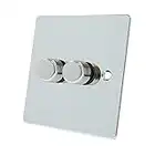 Alliance Electrical FPC2GDIM40 Polished Chrome Flat 400W-10 Amp Double 2 Gang 2 Way 400W Light Dimmer Switch, 400 W, 240 V