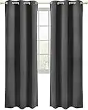 Utopia Bedding Blackout Curtains Grommet 2 Panels [Grey, 42W x 84L Inches] Thermal and Sound Insulated Drapes for Bedroom and Living Room