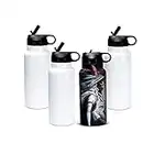 AGH 32 oz Sublimation Water Bottle Blanks,4 Pack Double Wall Vacuum Flask Stainless Steel Sublimation Tumbler blank Sports Wide Mouth Water Bottle with Straw and Portable Handle