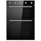 Cookology CDO900BK 90cm Black Glass Built-in Electric Double Oven & timer