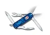 Victorinox Midnite Manager Swiss Army Pocket Knife, Small, Multi Tool, 10 Functions, LED, Scissors, Blue Transparent