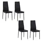 HOMCOM Modern Dining Chairs, Set of 4, High Back PU Leather Upholstered Accent Chairs with Metal Legs for Living Room, Kitchen, Study, Black