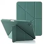 MuyDoux Origami Hülle für iPad Pro 11" 4.3.2.1. Gen 2022/2021/2020/2018, mit Stifthalter Magnetverschluss & Linsenschutz, mehrere 5-in-1 Betrachtungswinkel, Weiche Flexible Rückabdeckung, Kieferngrün